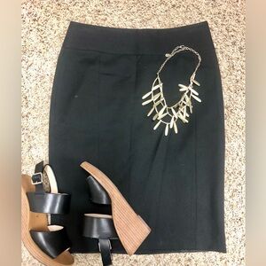 Express black knee length pencil skirt with button detail